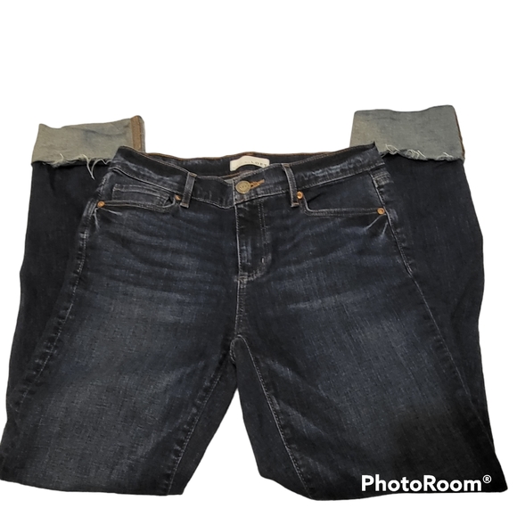 Loft Dark Wash Women's Blue Jeans Cuffed Size 4/27 - Picture 2 of 13